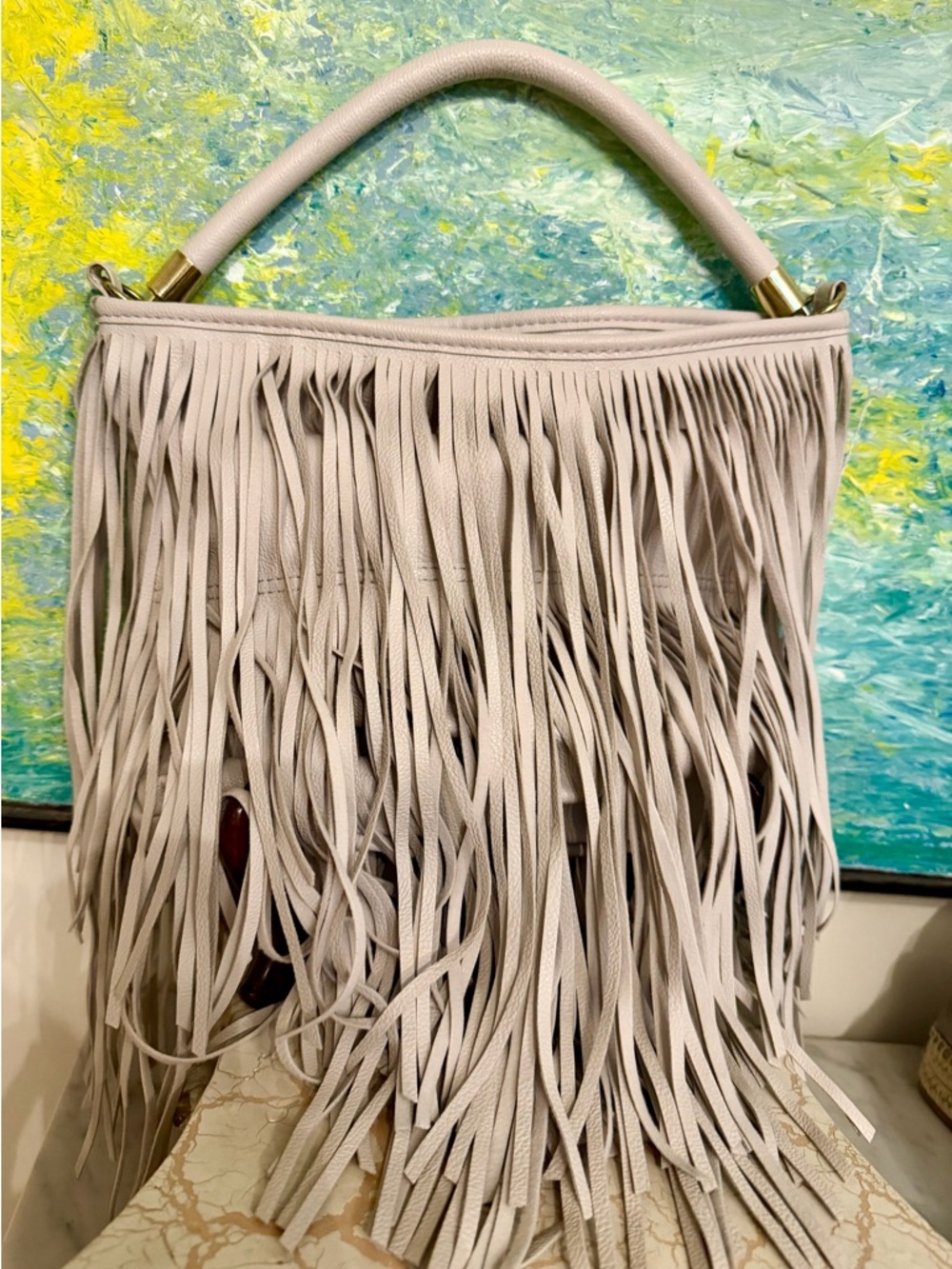 H&M Lightest Gray Fringe Shoulder Bag